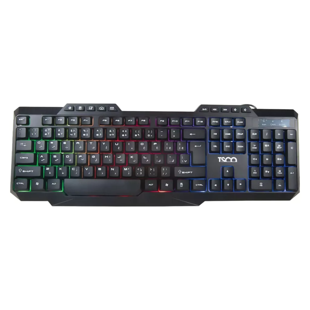 کیبورد تسکو مدل TK 8019، سوئیچ ممبران، Full-size، نورپردازی LED RGB