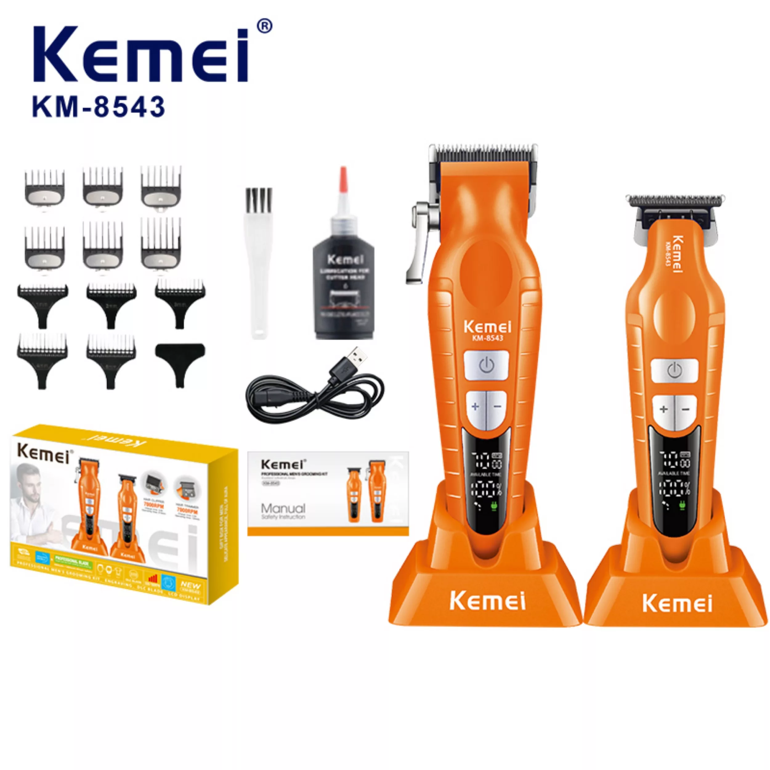 ماشین اصلاح موی سر و صورت شارژی کیمی مدل KM-8543 مجموعه 2 عددی