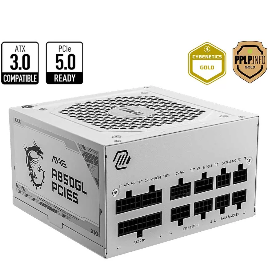 منبع تغذیه کامپیوتر ام اس آی مدل MAG A850GL PCIE5 WHITE