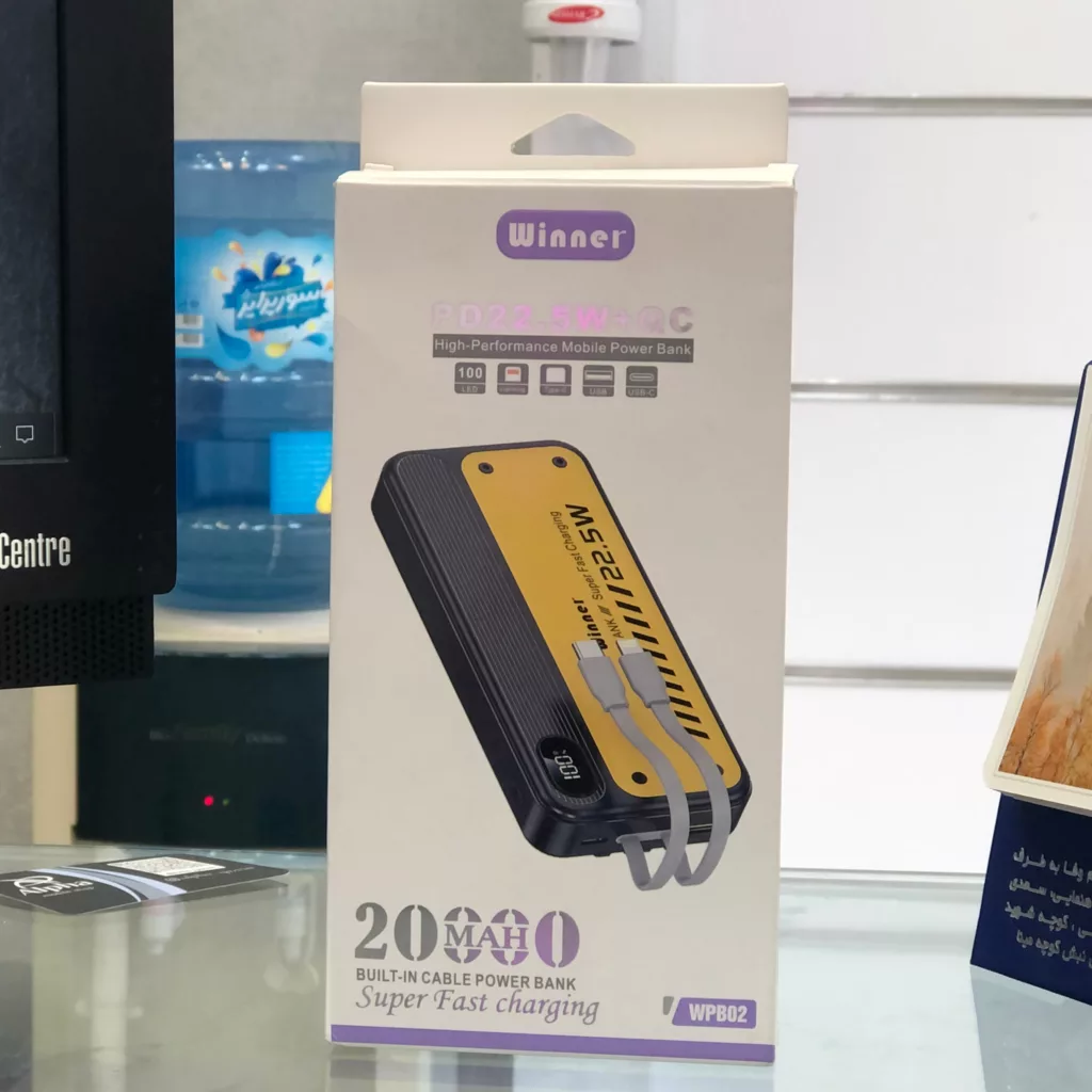 پاوربانک وینر مدل WPB02 ظرفیت 20000 میلی آمپر ساعت
