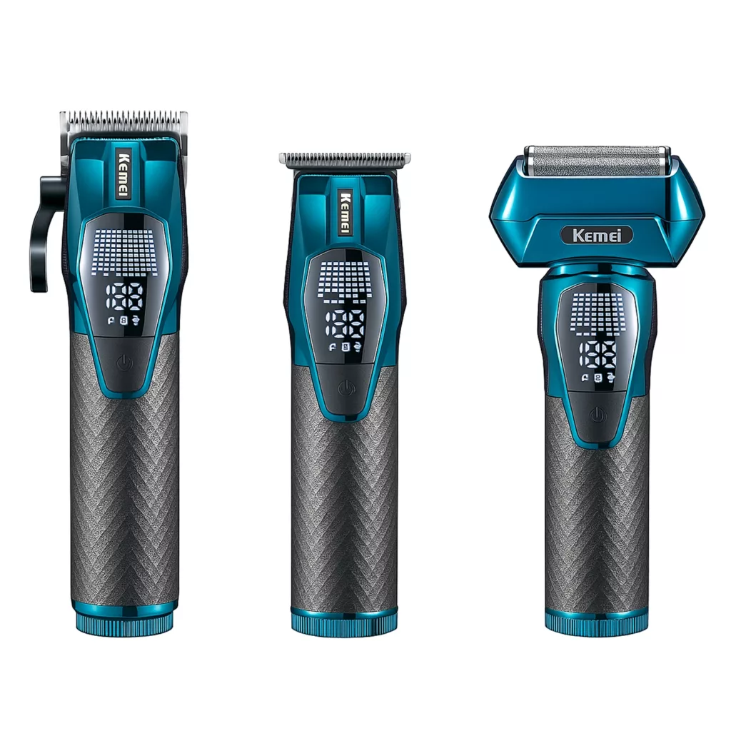 ست ماشین اصلاح موی سر و صورت شارژی کیمی مدل KM-8559 بسته 3 عددی