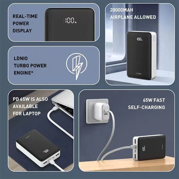 پاوربانک الدینیو مدل PQ27 ظرفیت 20000 میلی آمپر ساعت