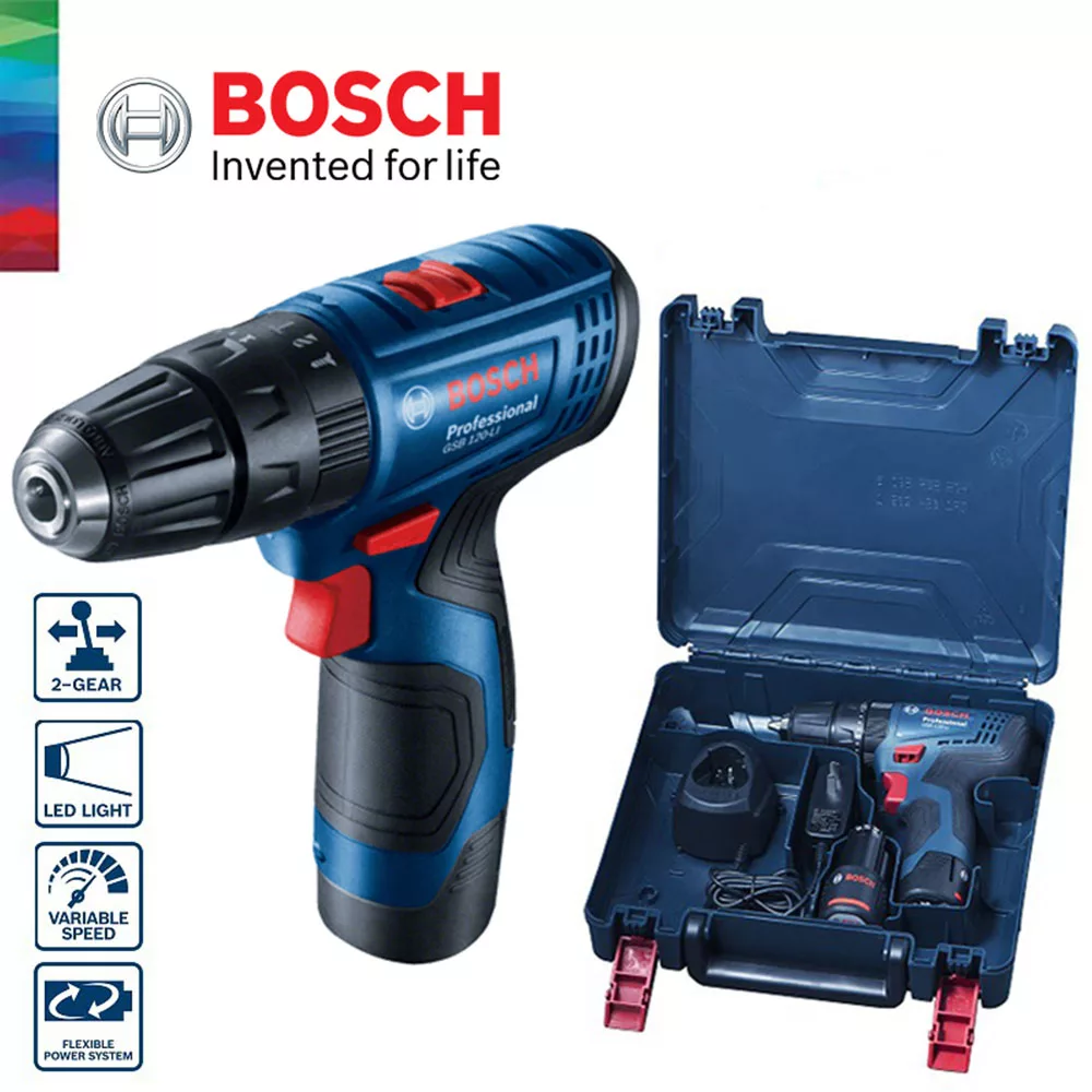 دریل پیچ گوشتی چکشی شارژی بوش مدل GSB 120-LI 2Ah