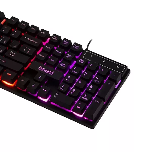 کیبورد بیاند مدل BK-7120 RGB، سوئیچ ممبران، Full-Size، نورپردازی LED RGB