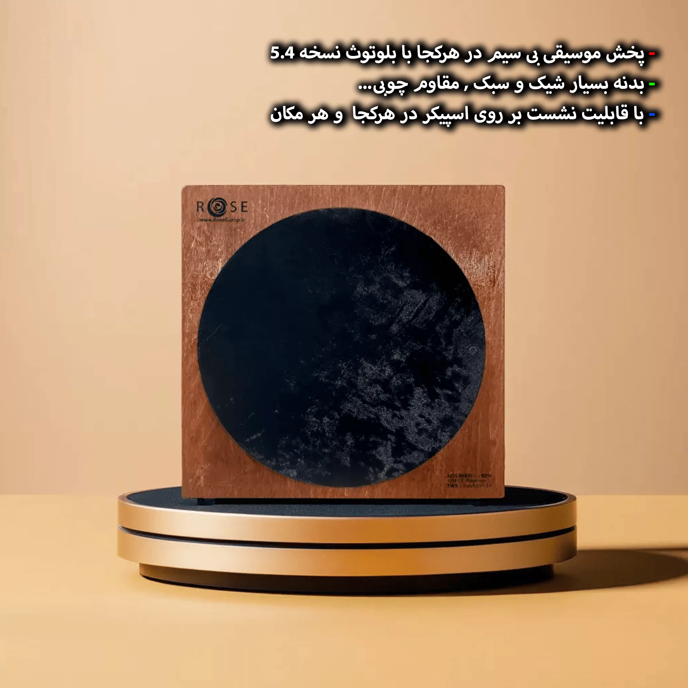 اسپیکر بلوتوثی قابل حمل رز مدل MASI 12 80W