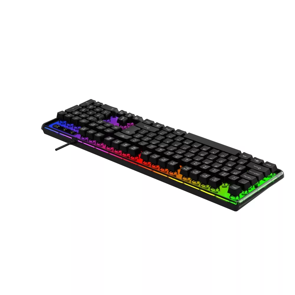 کیبورد گیمینگ لاجی کی مدل K230B، سوییچ ممبران، Full-Size، نورپردازی RGB