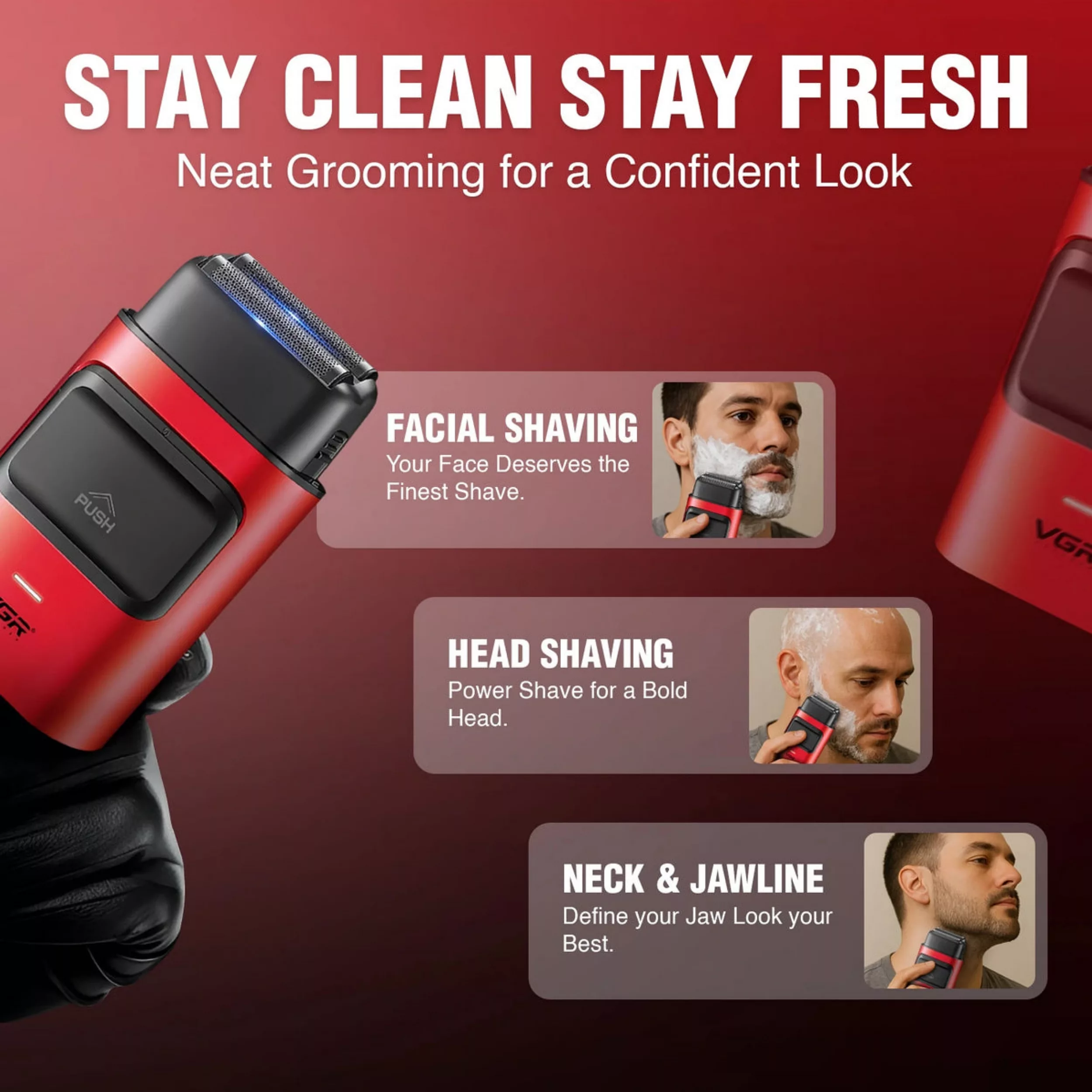 ماشین اصلاح موی صورت شارژی وی جی ار مدل V-307