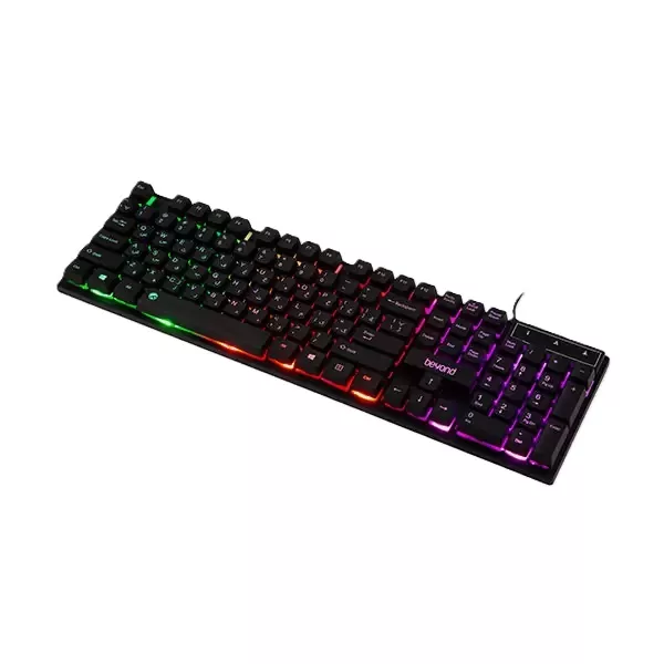 کیبورد بیاند مدل BK-7120 RGB، سوئیچ ممبران، Full-Size، نورپردازی LED RGB