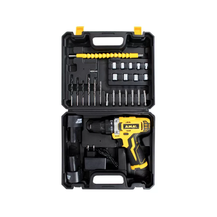 مجموعه 28 عددی دریل پیچگوشتی شارژی آما پلاس مدل 3412LB