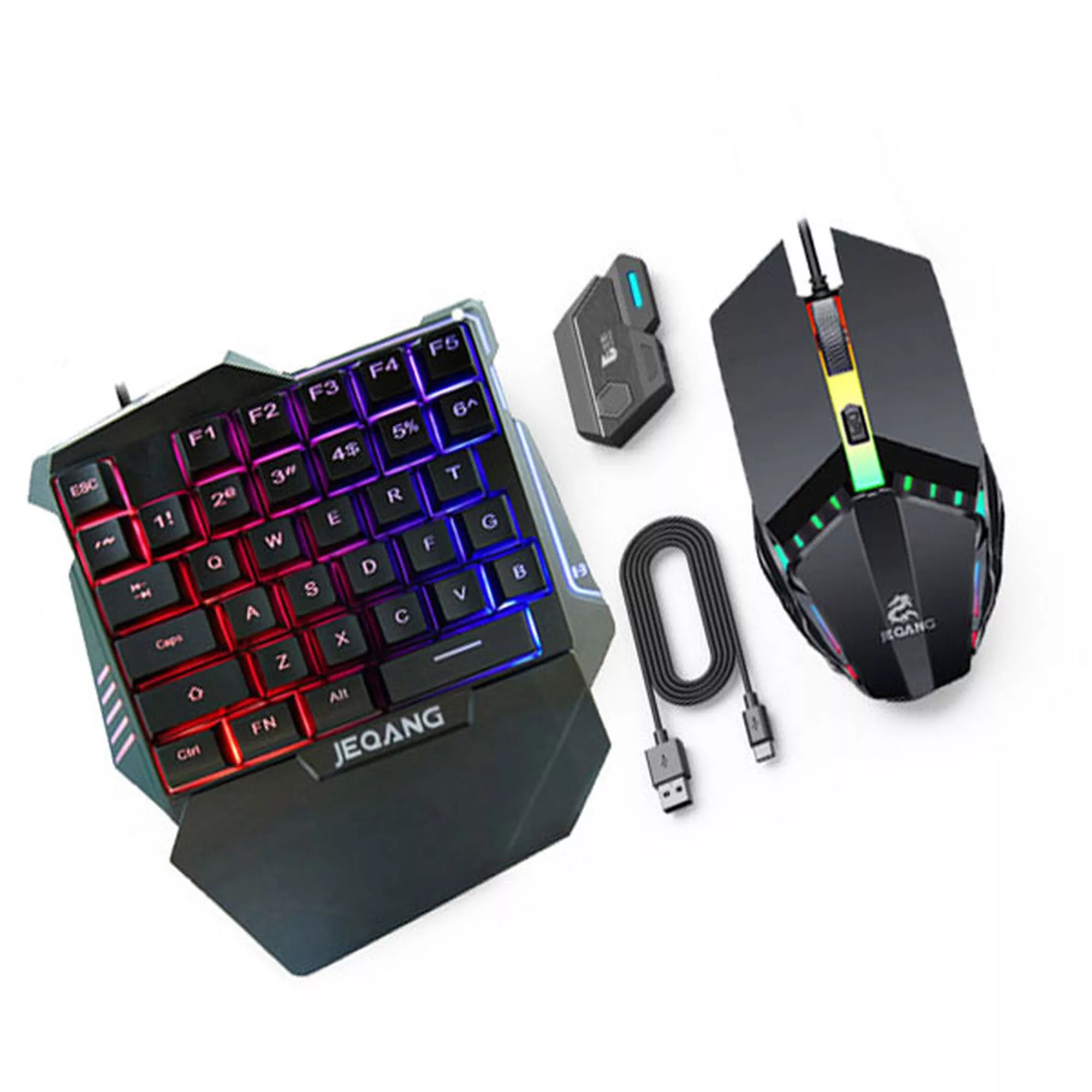 مینی کیبورد و ماوس گیمینگ جکنگ مدل JK-913، سوییچ ممبران، نورپردازی RGB LED