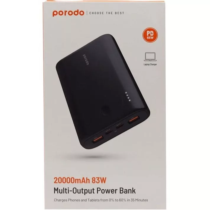 پاوربانک پرودو مدل PD-PBFCH016 ظرفیت 20 هزار میلی آمپر ساعت