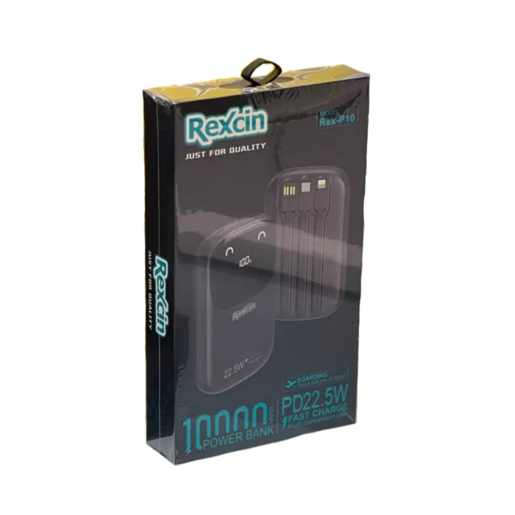 پاوربانک رکسین مدل rex-P10 ظرفیت 10000 میلی آمپرساعت