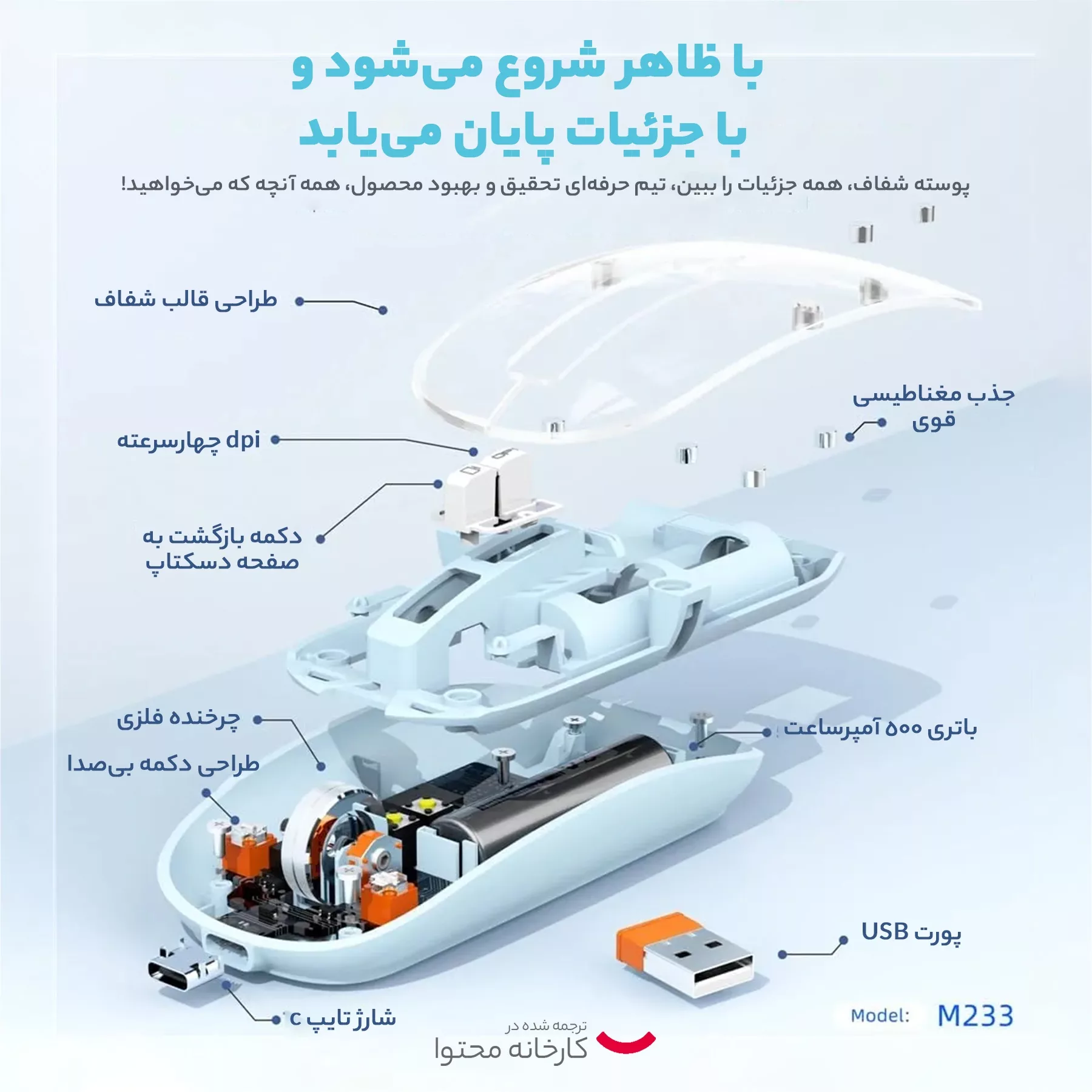 ماوس بی سیم مدل transparent basic