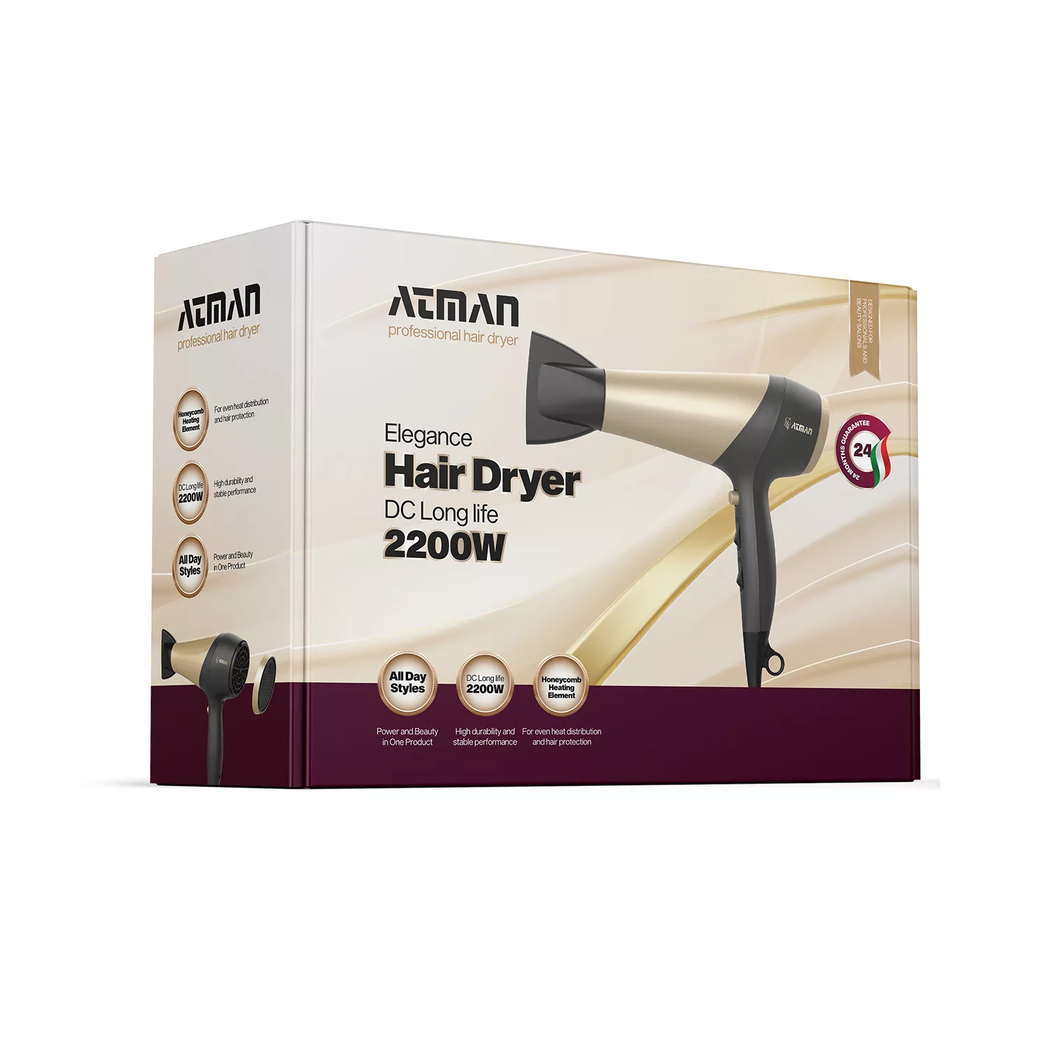 سشوار خانگی 2200 وات آتمن مدل BY-558