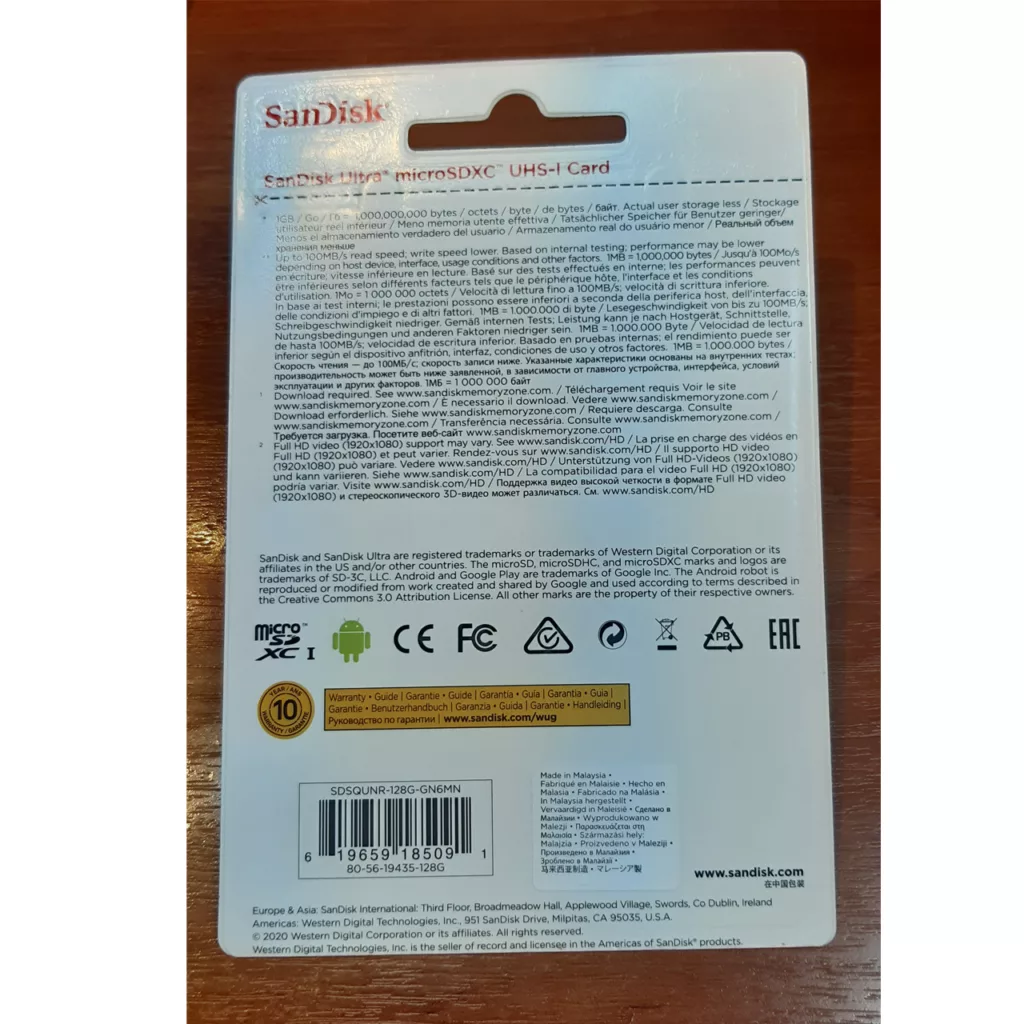 کارت حافظه microSDXC سن دیسک مدل Ultra کلاس 10 استاندارد UHS-I U1 سرعت 100MBps ظرفیت 128 گیگابایت