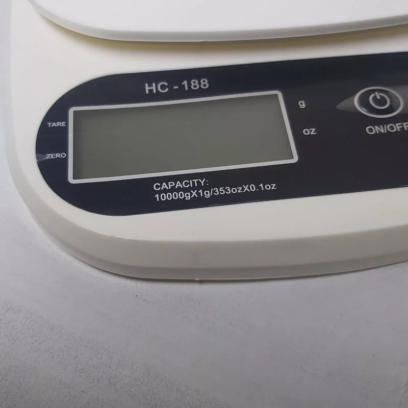ترازو آشپزخانه دیجیتال مدل HC-188  حداکثر ظرفیت قابل اندازه‌گیری 10 کیلوگرم با دقت اندازه‌گیری 1 گرم
