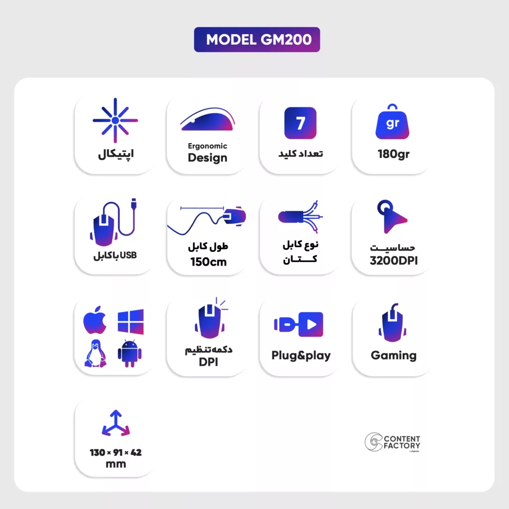 ماوس گیمینگ مدل GM200