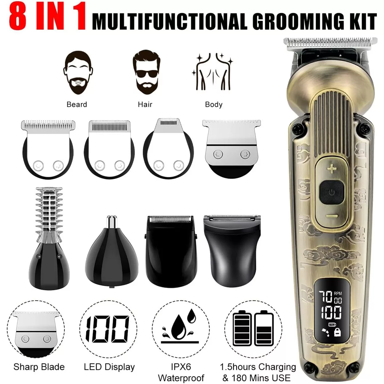 ماشین اصلاح موی سر و صورت هاتکر مدل HT-6188