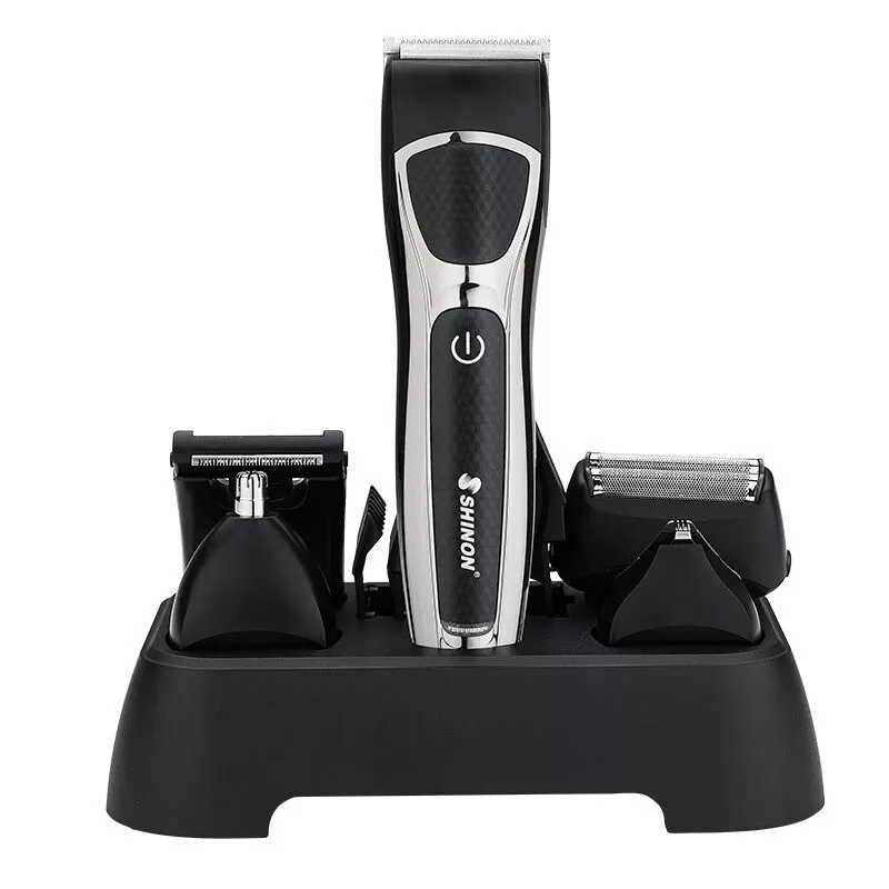 ست ماشین اصلاح موی صورت و بدن شینون مدل SH-1877، اصلاح به صورت صفر زن، حجم زن و خط زن، منبع انرژی با برق، تکنولوژی اصلاح به صورت برش مستقیم، مدت زمان شارژ 120 دقیقه و مدت زمان استفاده پس از شارژ 120 دقیقه، دارای استند نگهداری، به همراه برس تمیزکننده