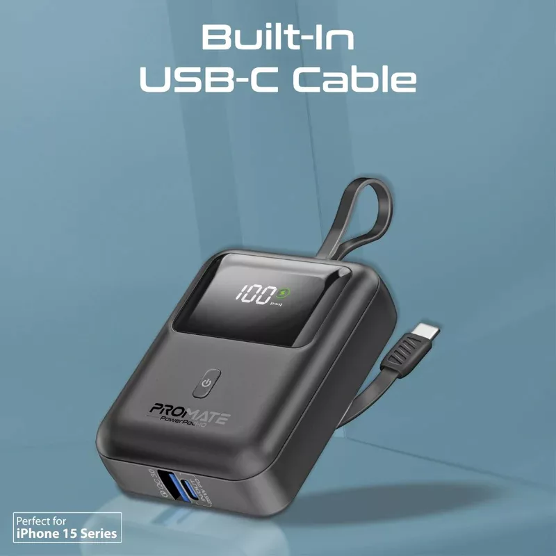 پاوربانک پرومیت مدل POWERPOD-10.BLK ظرفیت ۱۰۰۰۰ میلیآمپرساعت