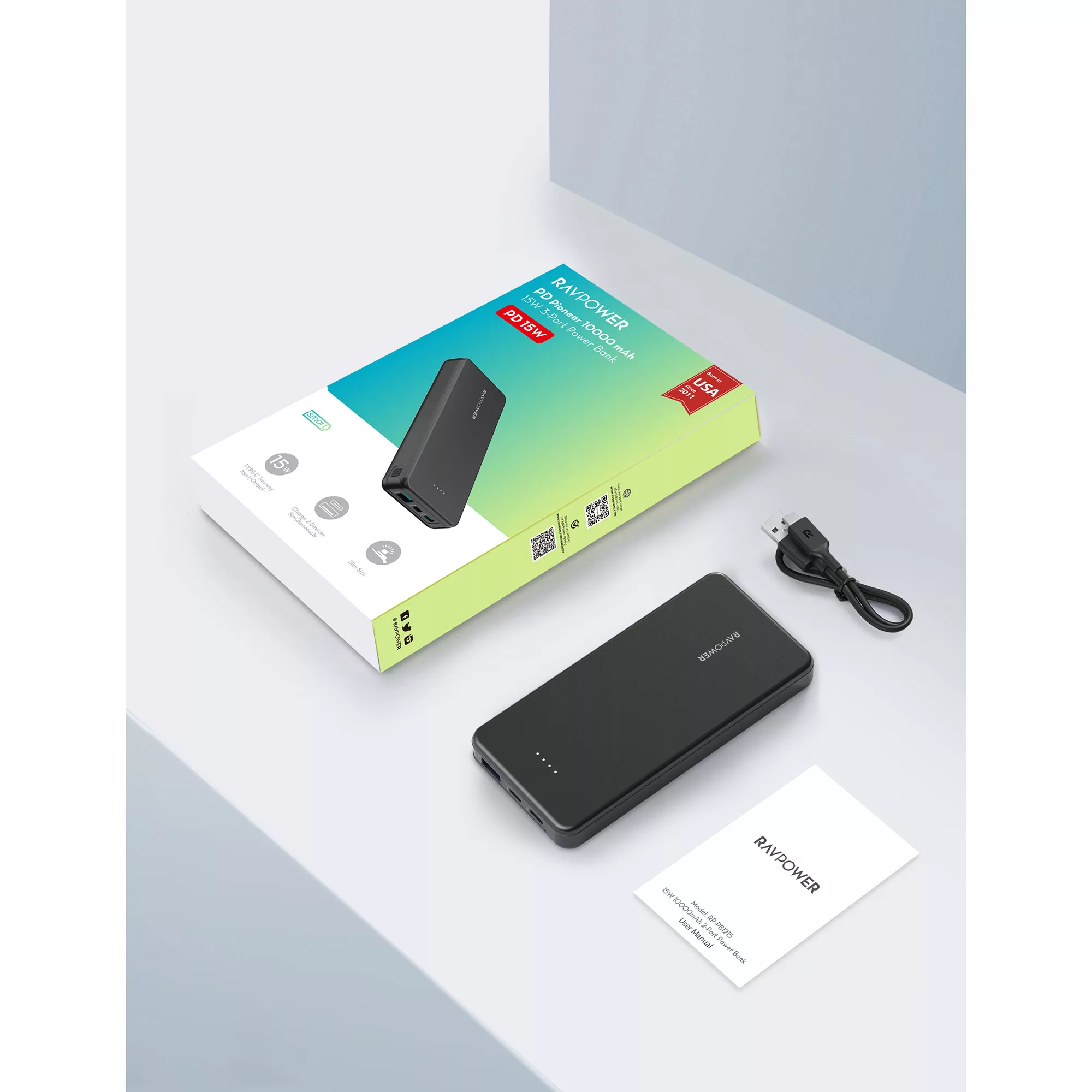 پاوربانک راوپاور مدل RP-PB1215 ظرفیت 10000 میلی آمپر ساعت