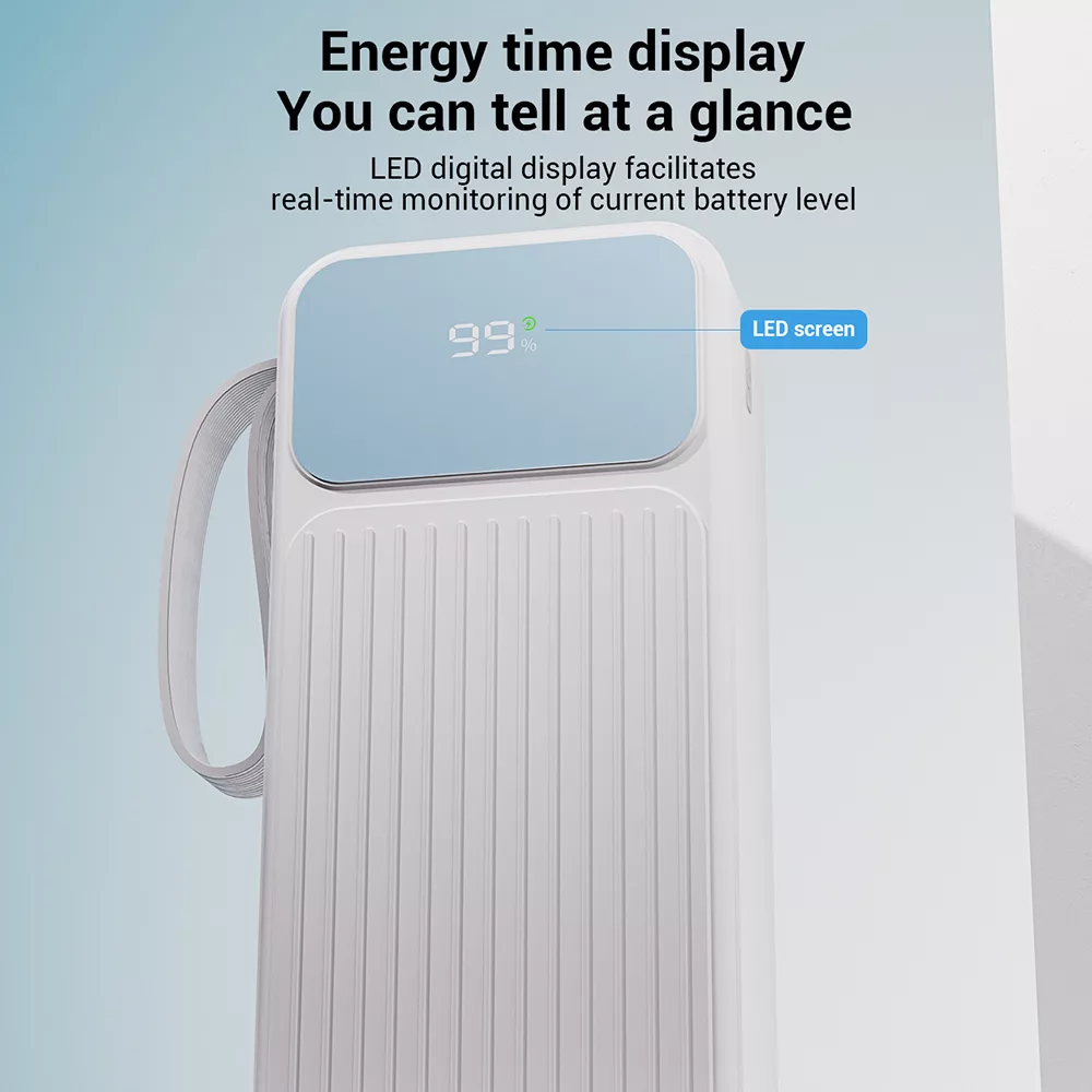 پاوربانک پی زد ایکس مدل V30 Fast Charge 22.5W Cabled ظرفیت 20000 میلی آمپر ساعت