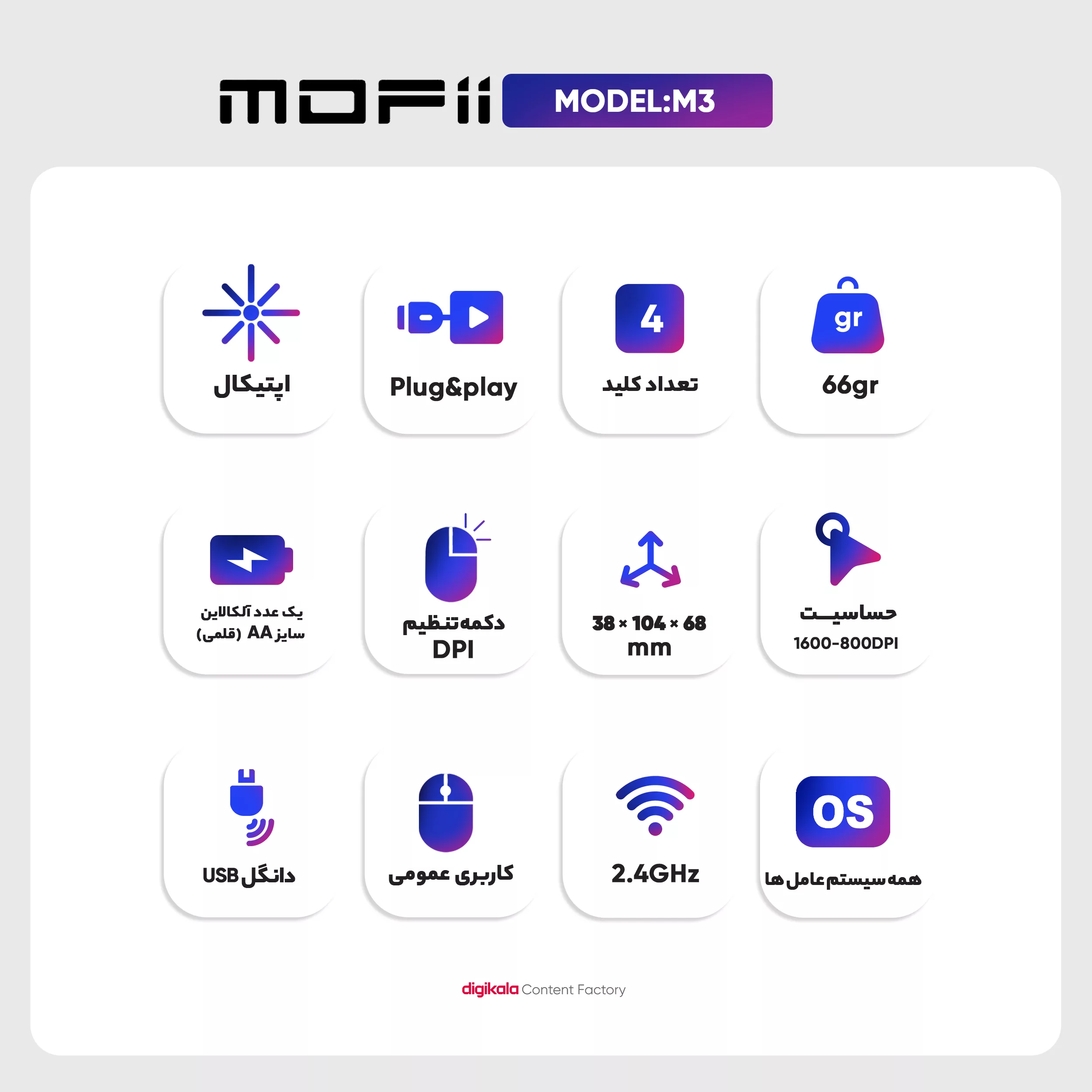 ماوس بی سیم مافی مدل M3