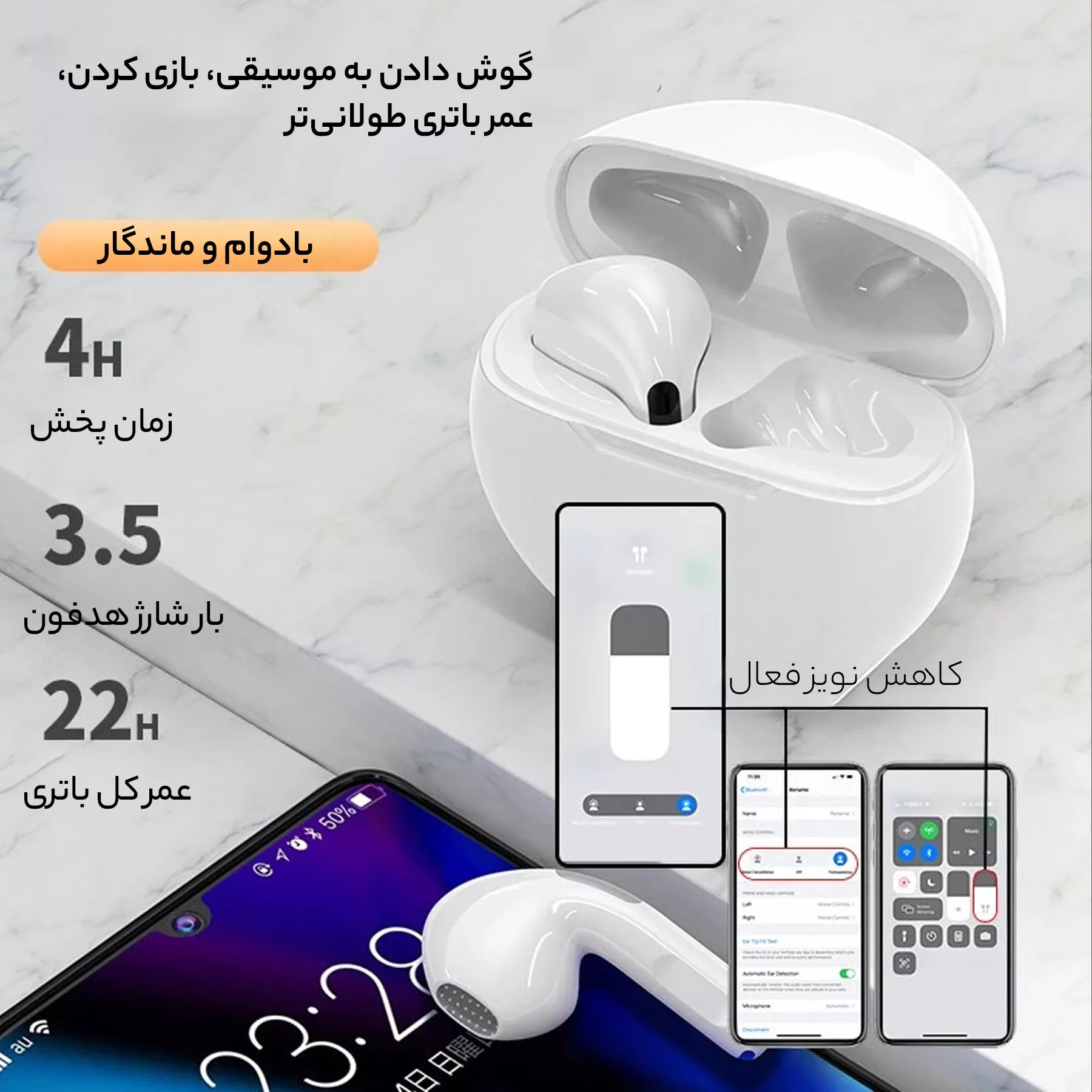 هدفون بلوتوثی مدل  tank YOU Airpods PRO 6