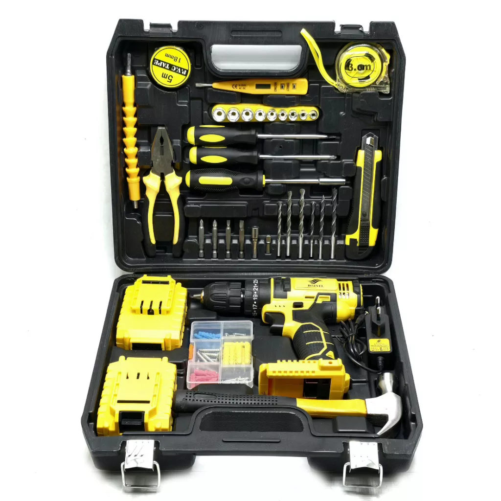 مجموعه 100 عددی دریل پیچ گوشتی شارژی چکشی بوزیل مدل BOZ-04-100PCS