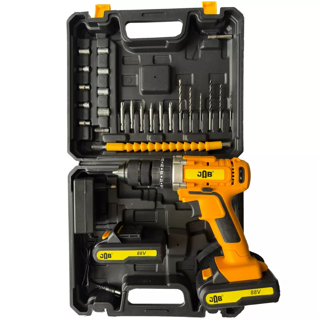 دریل پیچ گوشتی چکشی شارژی جاب مدل JB-8890 مجموعه 40 عددی
