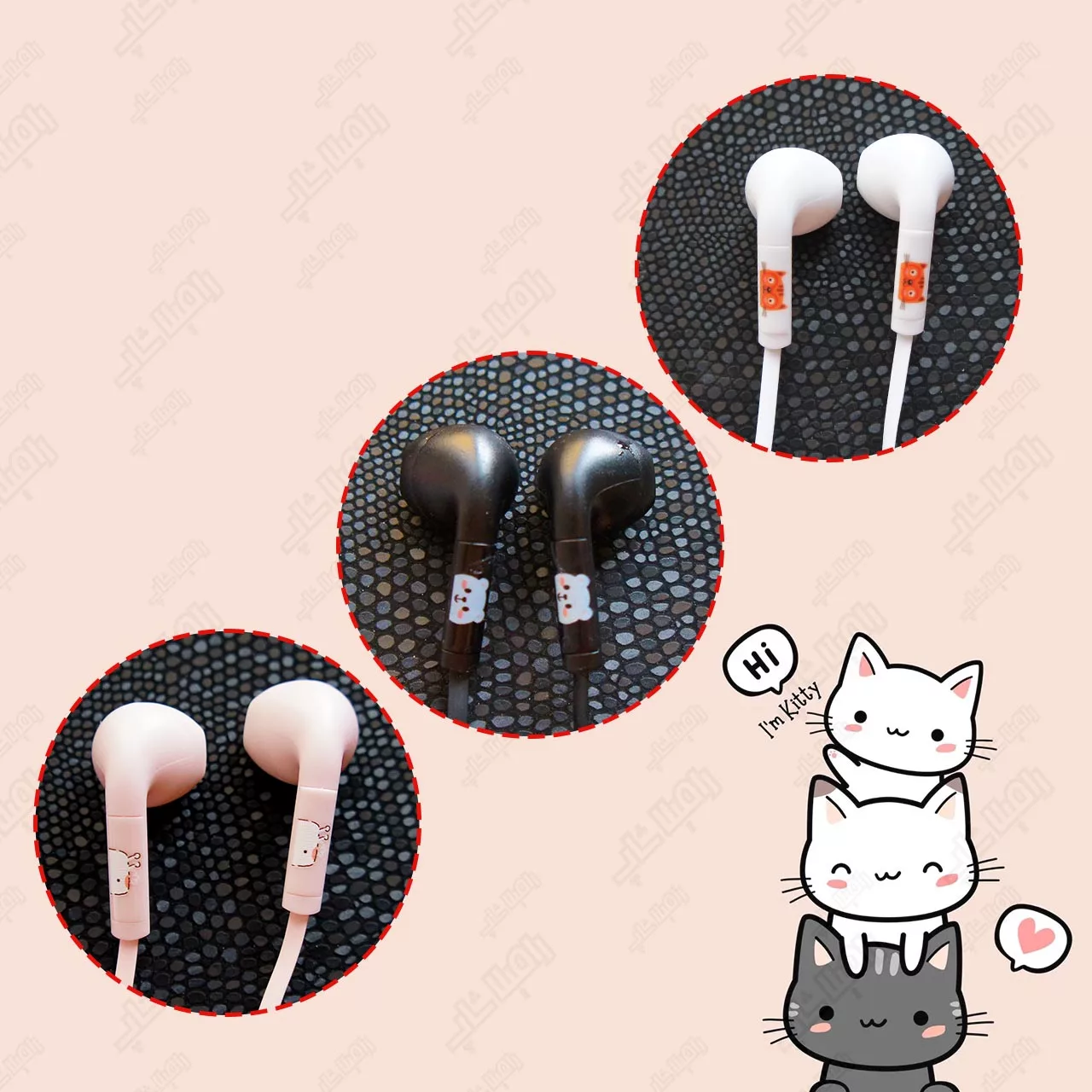 هندزفری طرح فانتزی گربه مدل GO-380 به همراه کیف هندزفری