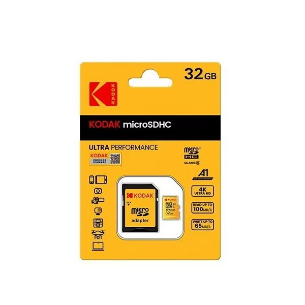 کارت حافظه SDHC کداک مدل V10 کلاس 10 استاندارد C10 سرعت 50mbps ظرفیت 32 گیگابایت به همراه آداپتور