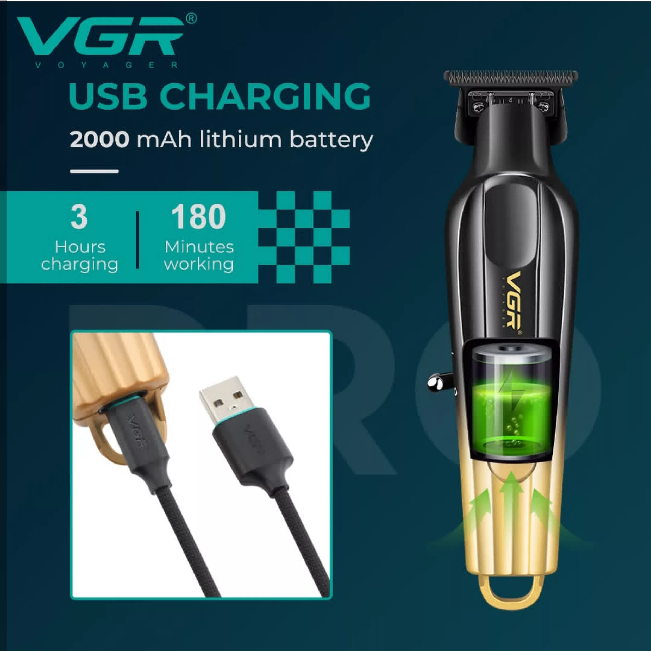 ماشین اصلاح موی سر و صورت شارژی وی جی ار مدل V-935