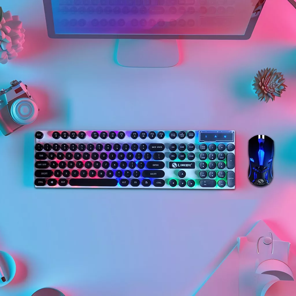 کیبورد و ماوس گیمینگ لایمید مدل GTX300NEW RGB سوئیچ ممبران، Full-Size، نور پردازی LED RGB