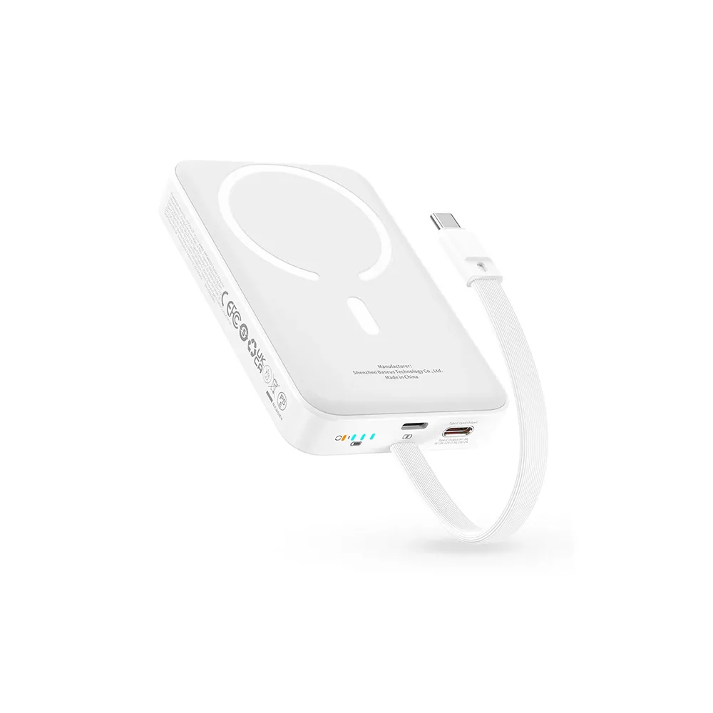 پاوربانک بیسوس مدل Magnetic & Cable 30W با ظرفیت 10000 میلی آمپر ساعت