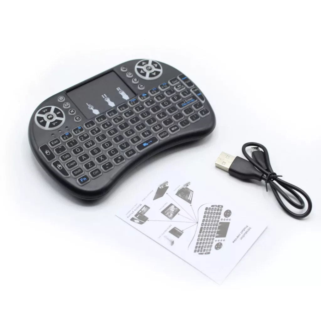 مینی کیبورد بی سیم مدل i8 Backlit، دارای تاچ پد، دارای نورپردازی تک رنگ