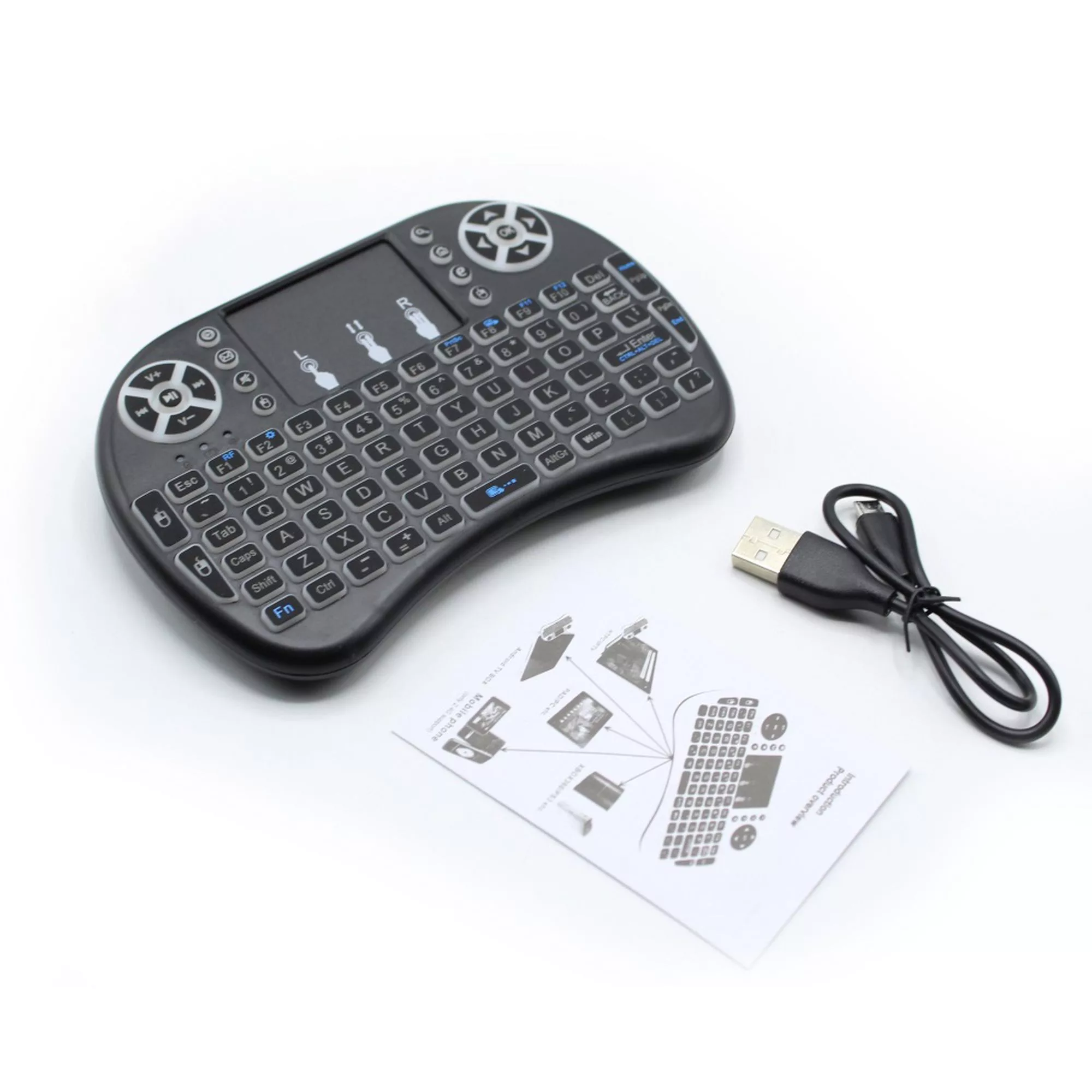 مینی کیبورد بی سیم مدل i8 Backlit، دارای تاچ پد، دارای نورپردازی تک رنگ