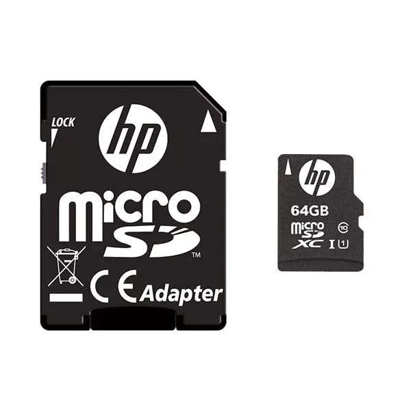کارت حافظه microSD اچ پی مدل mi210 کلاس 10 استاندارد UHS-I سرعت 100MBps ظرفیت 64 گیگابایت به همراه آدابتور