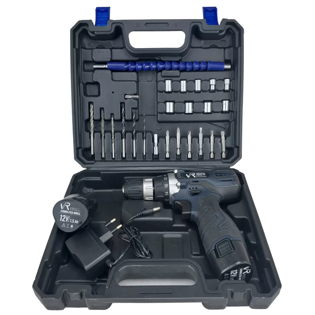 دریل پیچ گوشتی شارژی ویوارکس مدل VR12V-2A-NEW مجموعه 28 عددی