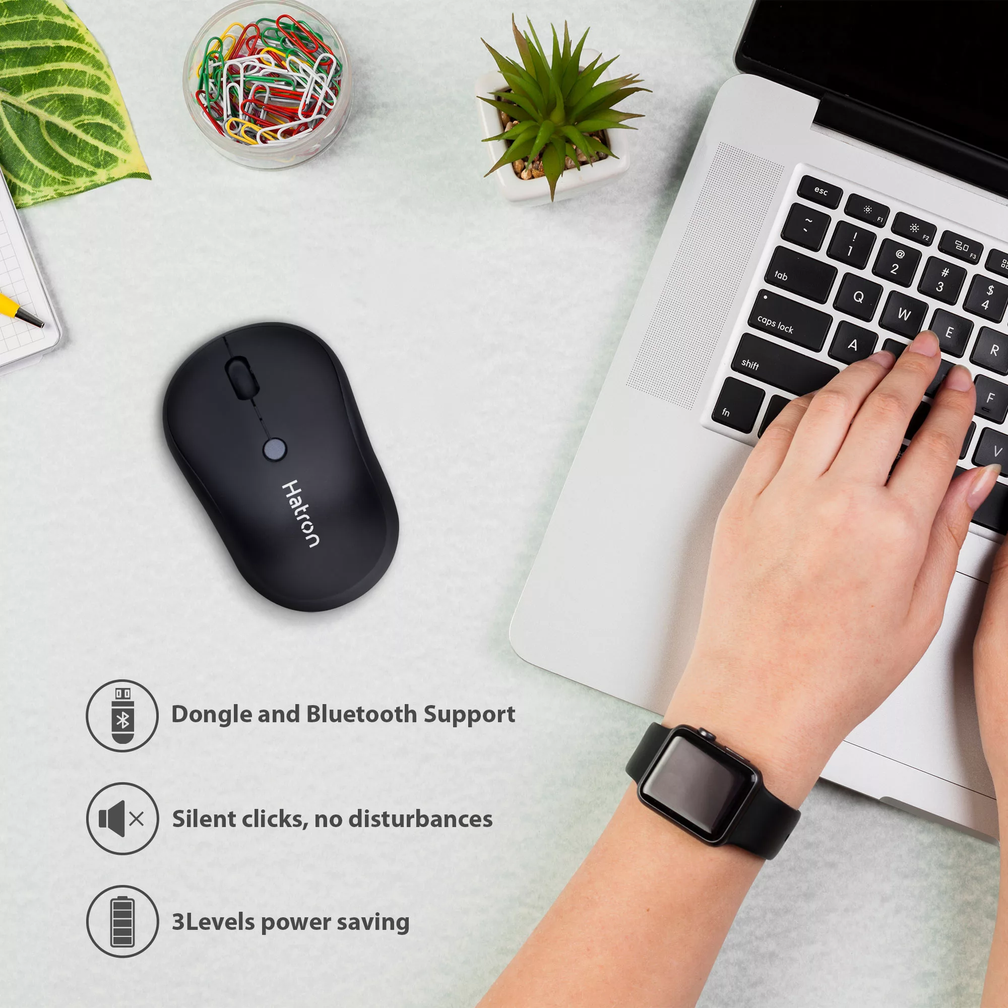 ماوس بی سیم هترون مدل HMBW115SL