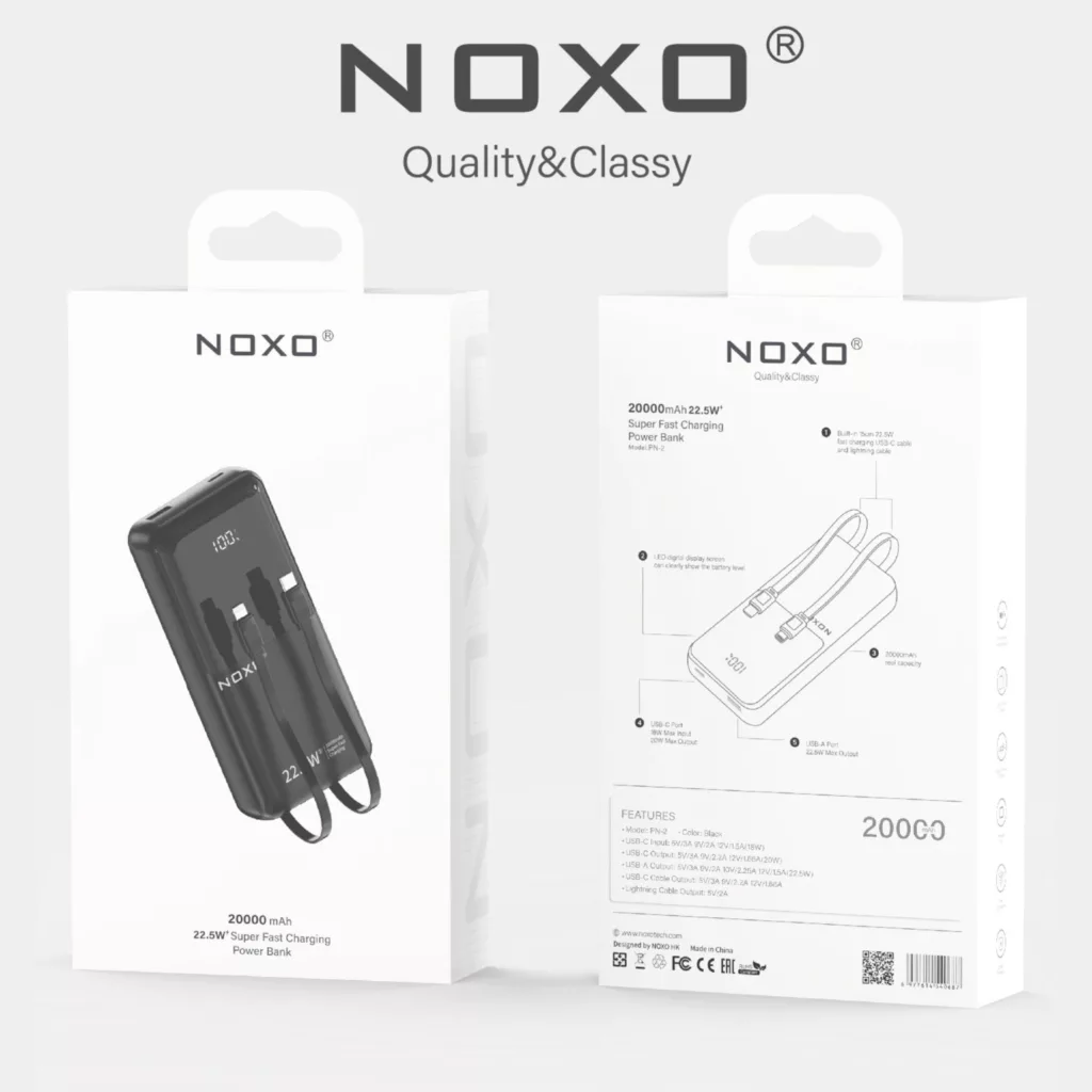 پاوربانک نوکسو مدل PN-2 ظرفیت 20 هزار میلی آمپر ساعت