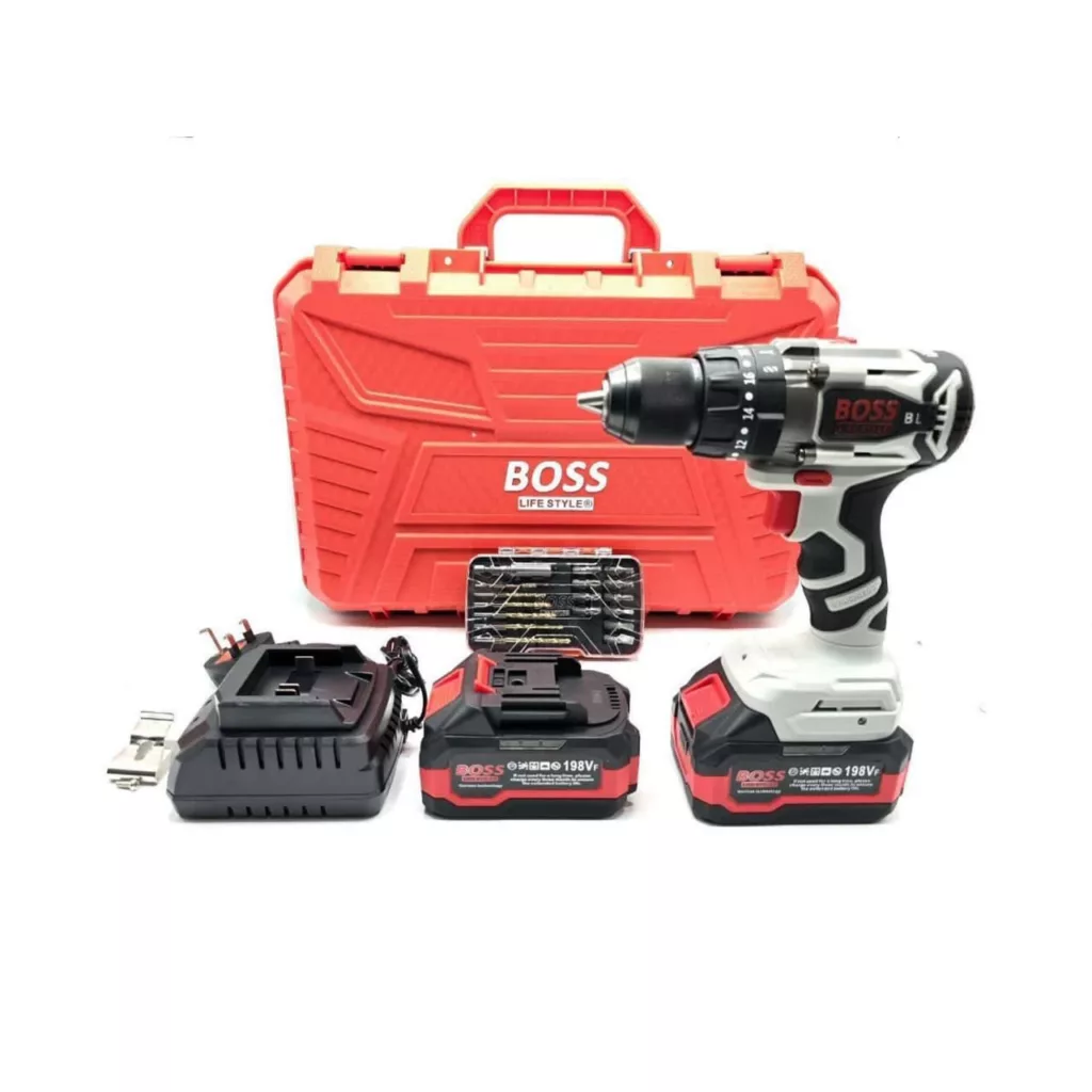 دریل چکشی شارژی باس مدل brushless مجموعه 5 عددی