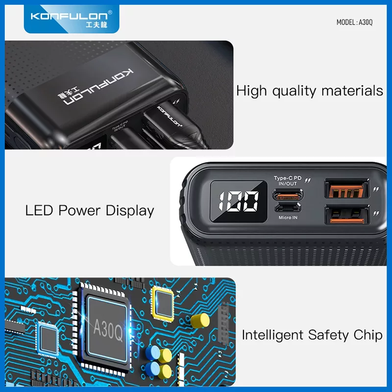 پاوربانک کانفلون مدل A30Q ظرفیت 20000 میلی آمپر ساعت