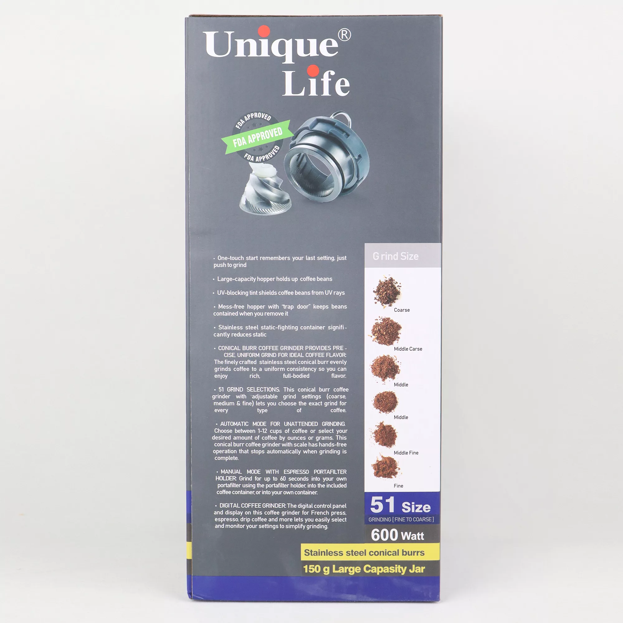 آسیاب قهوه یونیک لایف مدل UL-CG019S