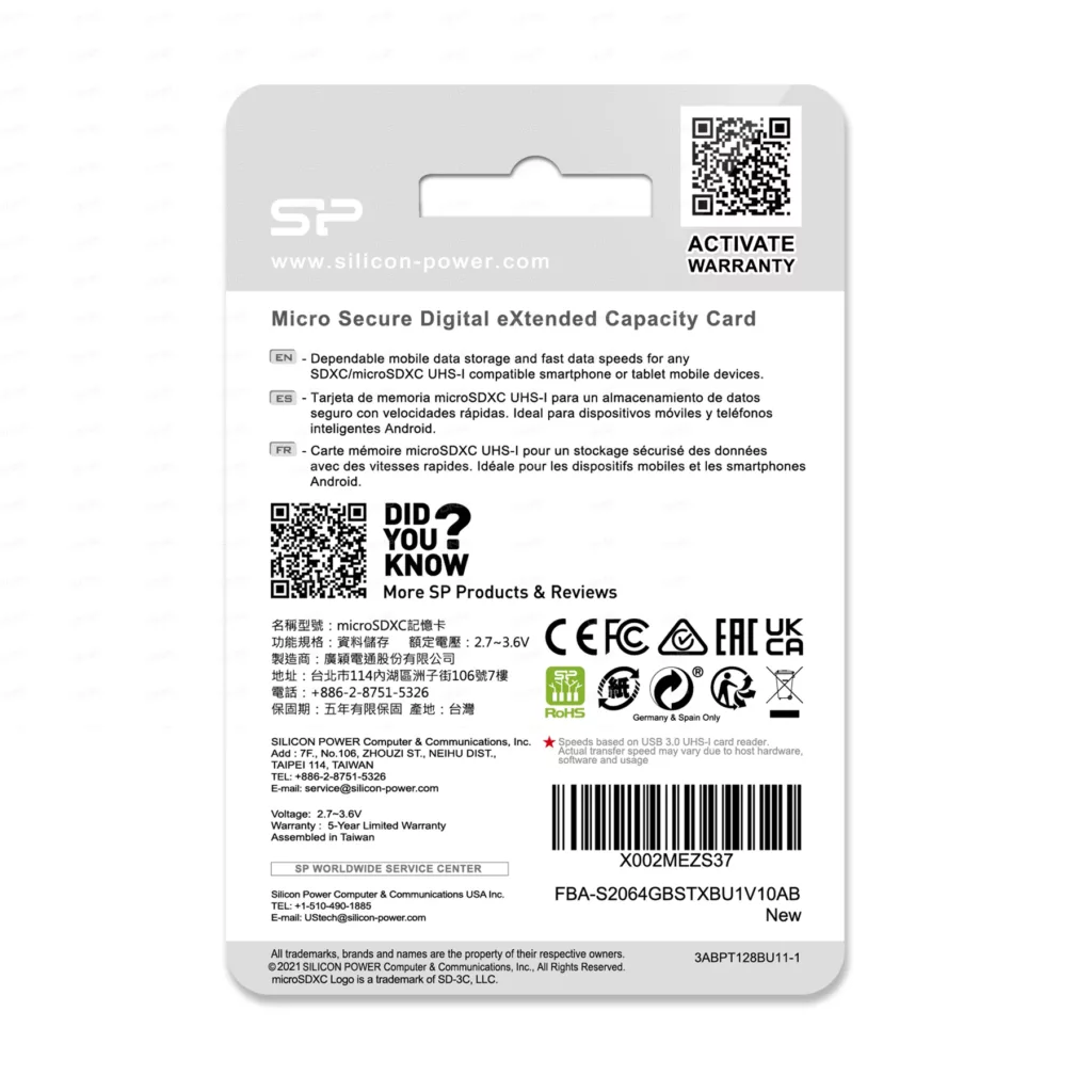 کارت حافظه microSDXC سیلیکون پاور مدل ELITE کلاس 10 استاندارد UHC-I U1 سرعت 100MBps ظرفیت 64 گیگابایت