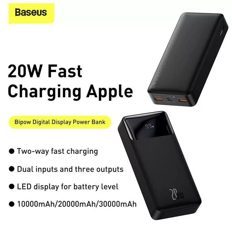 پاوربانک 20 وات باسئوس مدل PPDML-m01 ظرفیت 20000 میلی آمپرساعت