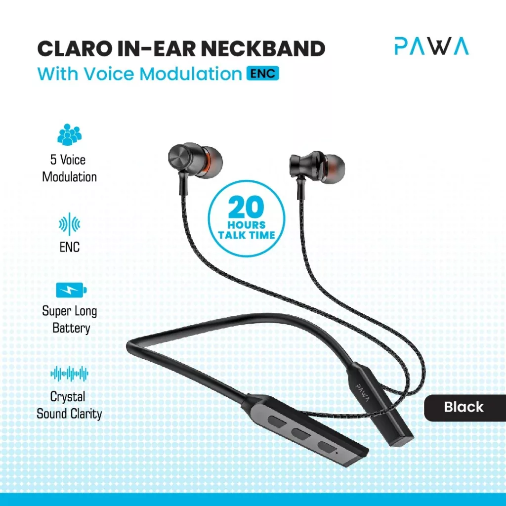 هدفون بلوتوثی پاوا مدل Claro ENC Neckband