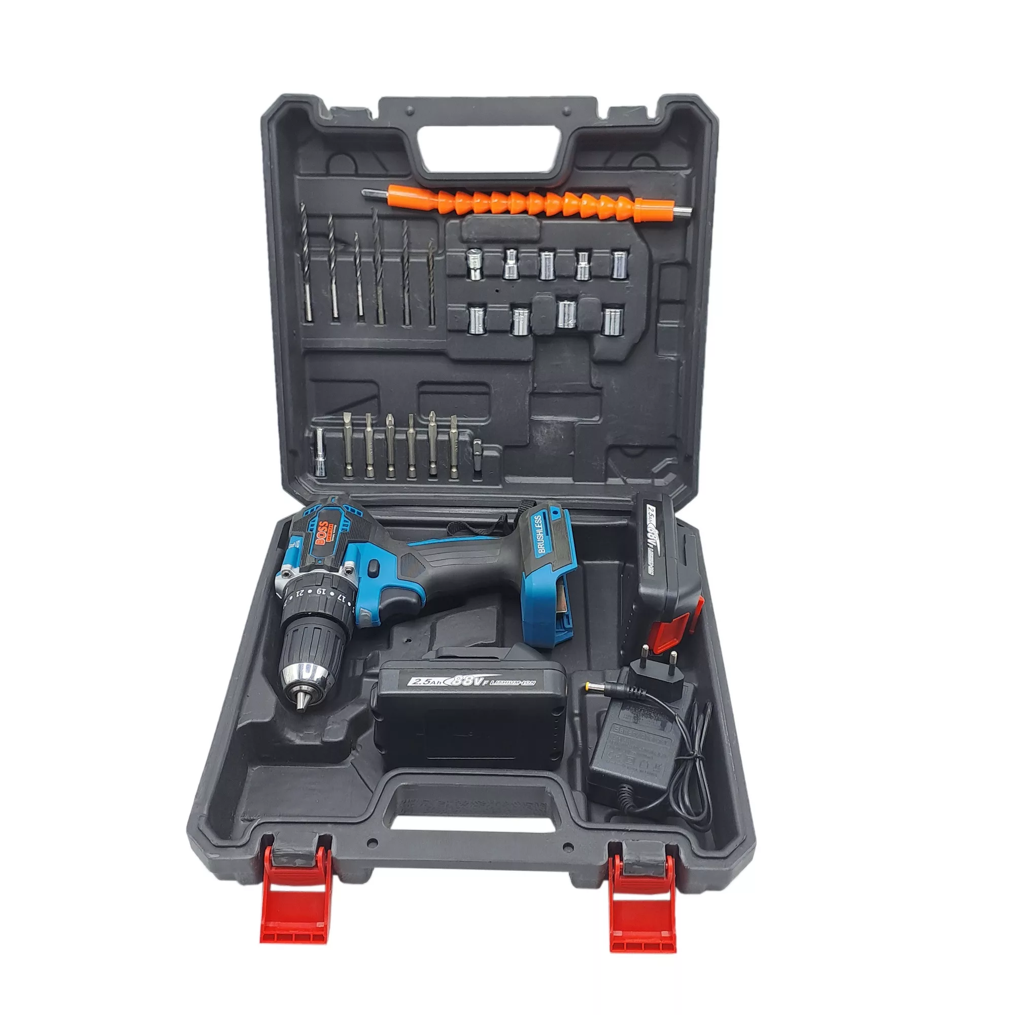 دریل شارژی چکشی صنعتی براشلس باس مدل LIFE_STYLE مجموعه 28 عددی