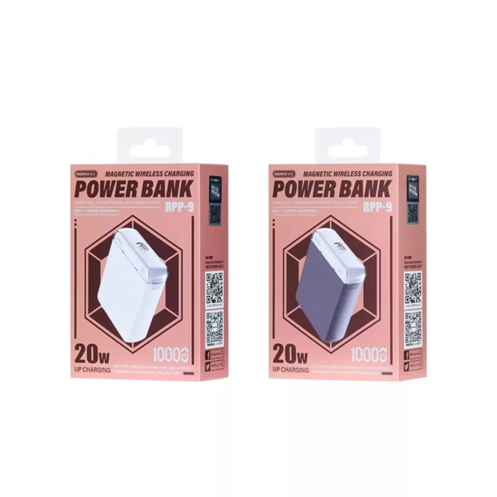 پاوربانک مگنتیک وایرلس ریمکس مدل rp9 ظرفیت 10000 میلی آمپر ساعت