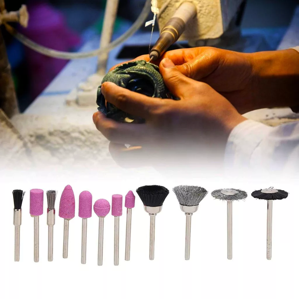 فرچه و سنگ مینیاتوری بلید کات مدل jt-12 مجموعه 12 عددی